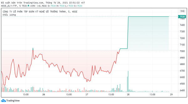 cổ phiếu TTF đã có 2 phiên tăng trần liên tiếp ngay sau khi thông tin phát hành cổ phiếu ưu đãi được ĐHĐCĐ thông qua. 