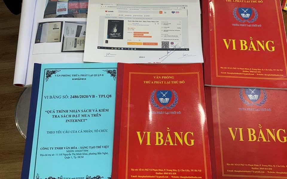 Vi bằng của First News - Trí Việt lập tại Văn phòng Thừa phát lại quận 8, thành phố Hồ Chí Minh về sách giả.