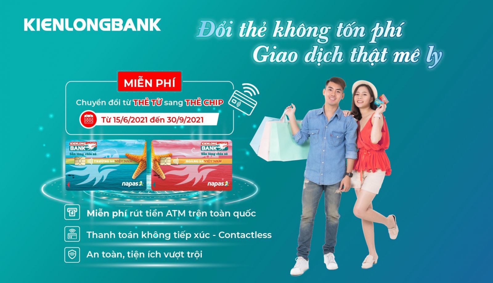 Kienlongbank miễn phí chuyển đổi thẻ ghi nợ nội địa sang thẻ chip