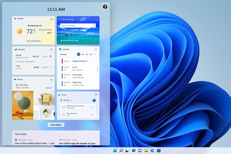 Tính năng widget trên Windows 11.