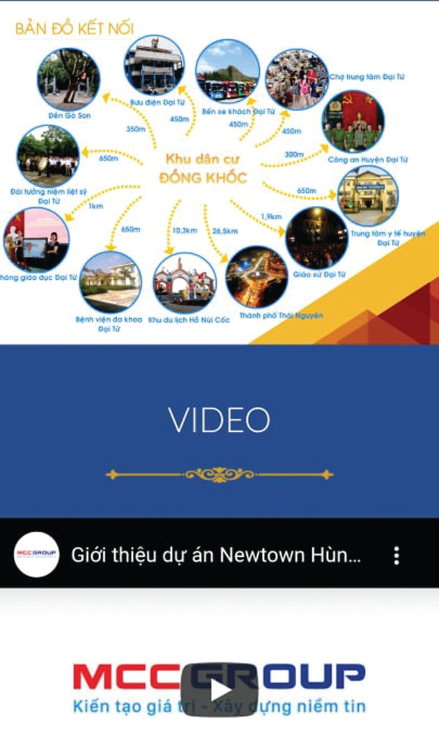  Công ty cổ phần Tập đoàn đầu tư MCC vẫn quảng cáo Dự án Newtown Hùng Sơn trên trang Website của mình tại địa chỉ: www.mccgroup.vn Ảnh: Nguyễn Giang
