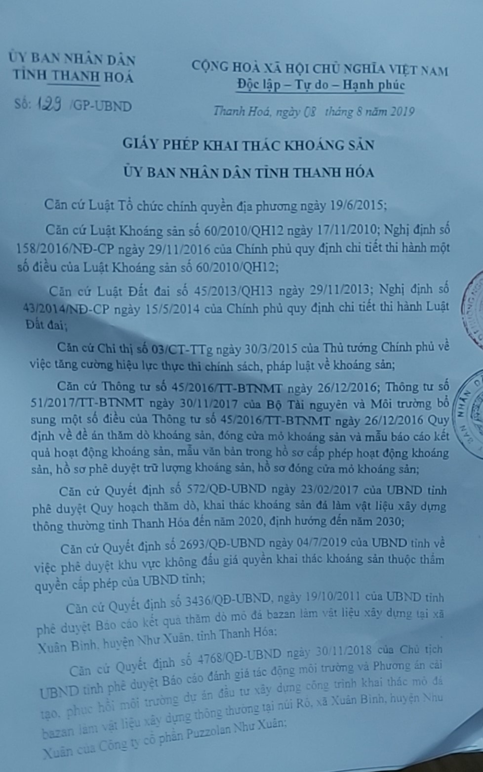 Mặc dù đã được UBND tỉnh cấp giấy phép khai thác khoáng sản, doanh nghiệp cũng đã thực hiện đầy đủ các nghĩa vụ tài chính đối với Nhà nước nhưng không thể triển khai khai thác mỏ 