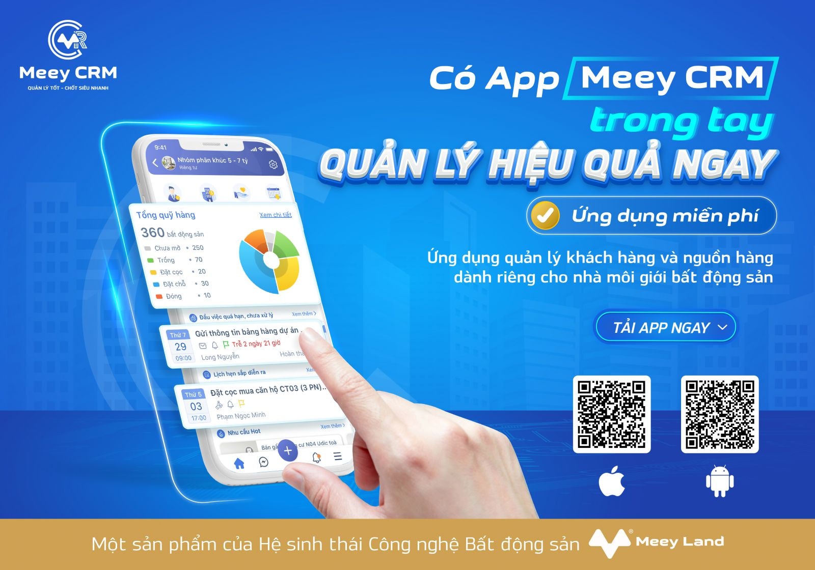 Meey CRM - ứng dụng quản lý khách hàng và nguồn hàng dành riêng cho nhà môi giới bất động sản