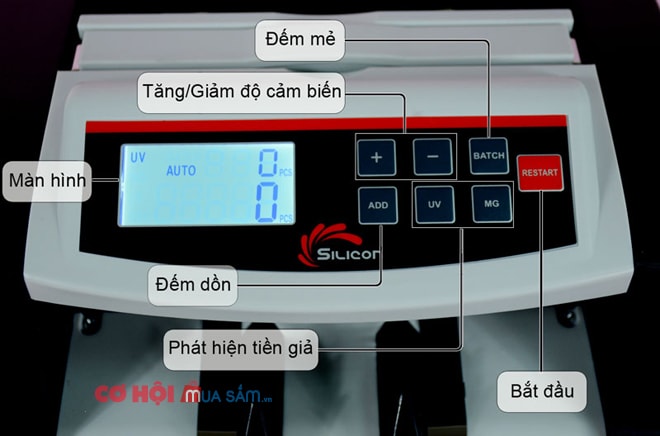 Bảng điều khiển máy đếm tiền Silicon MC-2700 dễ dàng sử dụng