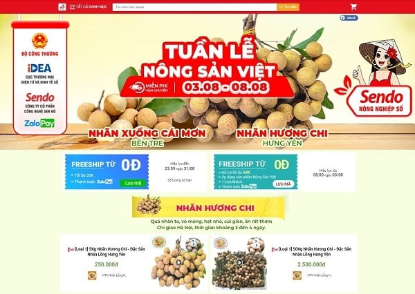 Cục Thương mại điện tử và Kinh tế (Bộ Công Thương) phối hợp cùng Sàn thương mại điện tử Sendo triển khai sự kiện tiêu thụ Nhãn lồng Hưng Yên. 