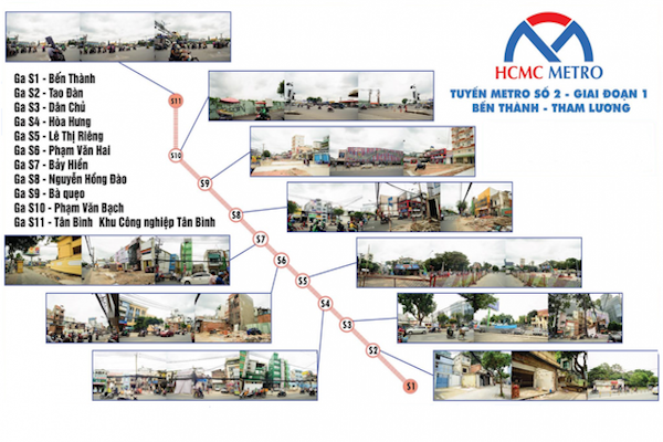 Sơ đồ hướng tuyến Metro số 2. Ảnh: MAUR