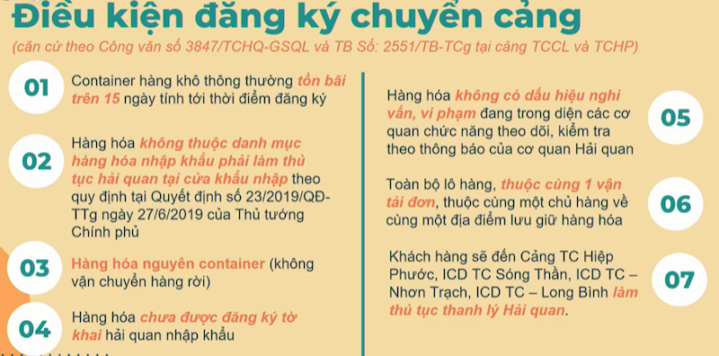 TCty Tân cảng Sài Gòn hỗ trợ miễn phí vận chuyển và nâng hạ hai đầu khi chuyển hàng hoá đang lưu giữ tại cảng Cát Lái đến cảng biển khác trên địa bàn TP HCM và các cảng cạn ICD.