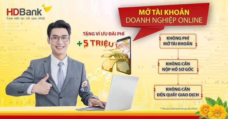 Khách hàng doanh nghiệp mở tài khoản online tại HDBank nhận được nhiều ưu đãi và lợi ích (ảnh: HDB)