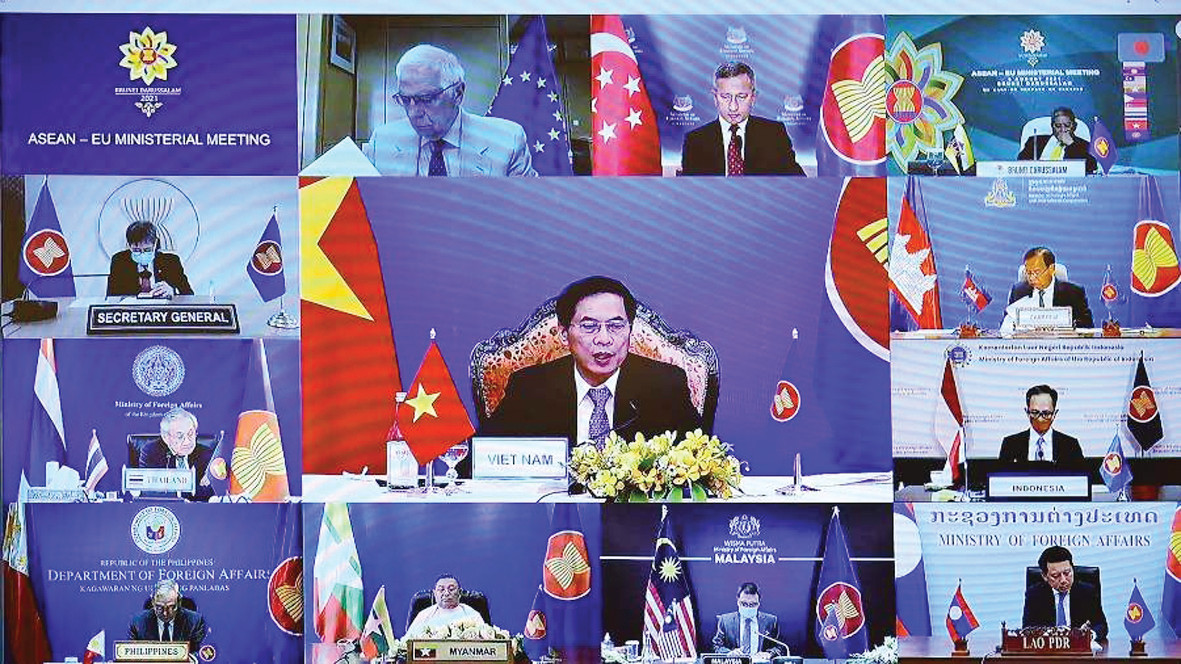  Hội nghị Bộ trưởng Ngoại giao trực tuyến ASEAN-EU đánh giá cao AE CATA và cho biết hai bên sớm ký kết hiệp định này.