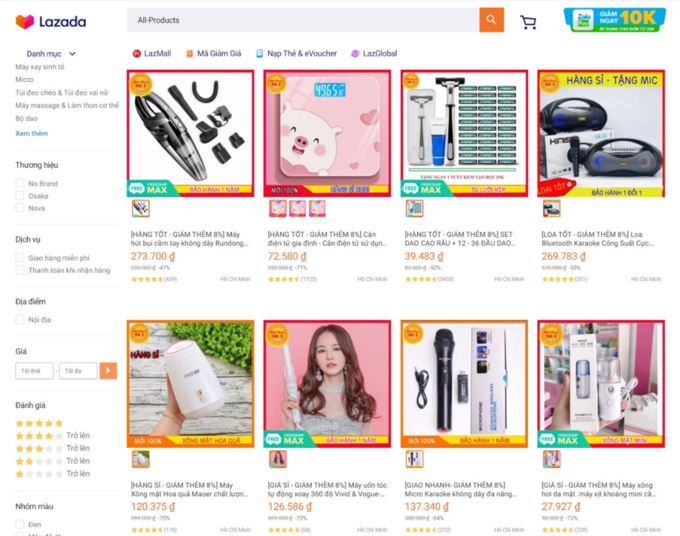 Gian hàng của Xuân trên Lazada. Ảnh: NVCC