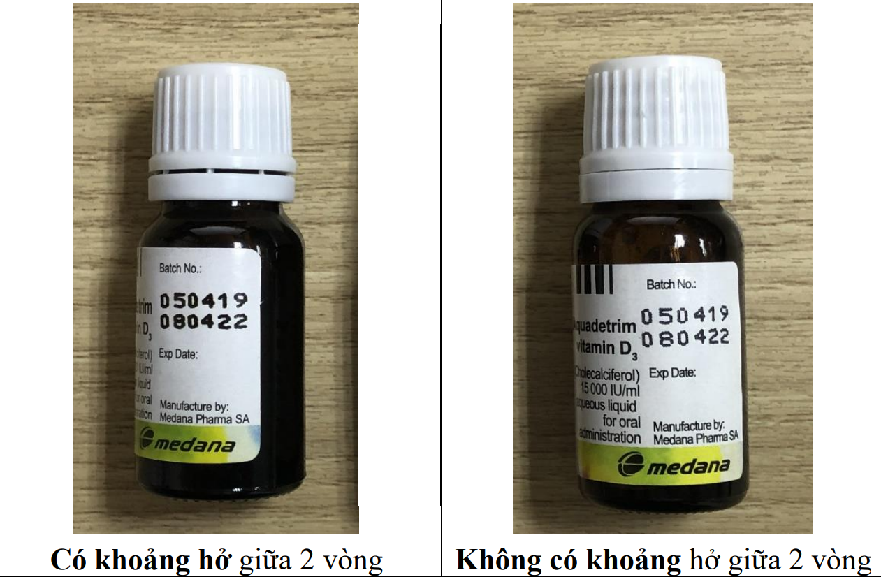 Sản phẩm nghi ngờ là giả bên trái và sản phẩm do Công ty TNHH Dược Thống Nhất phân phối bên phải.