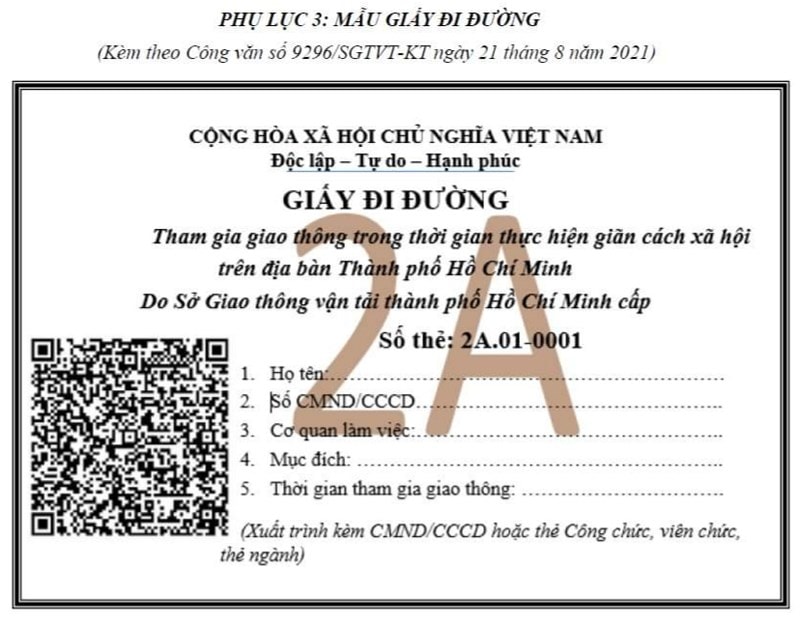 Một mẫu giấy đi đường