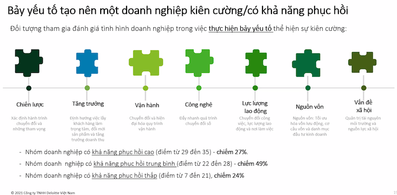 phần lớn các doanh nghiệp tư nhân đang trong quá trình xây dựng khả năng phục hồi đều tập trung vào bảy yếu tố chính.