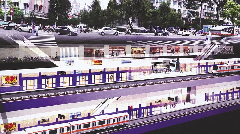 Phối cảnh ga ngầm Nhà hát Thành phố của tuyến metro số 1 (Bến Thành - Suối Tiên