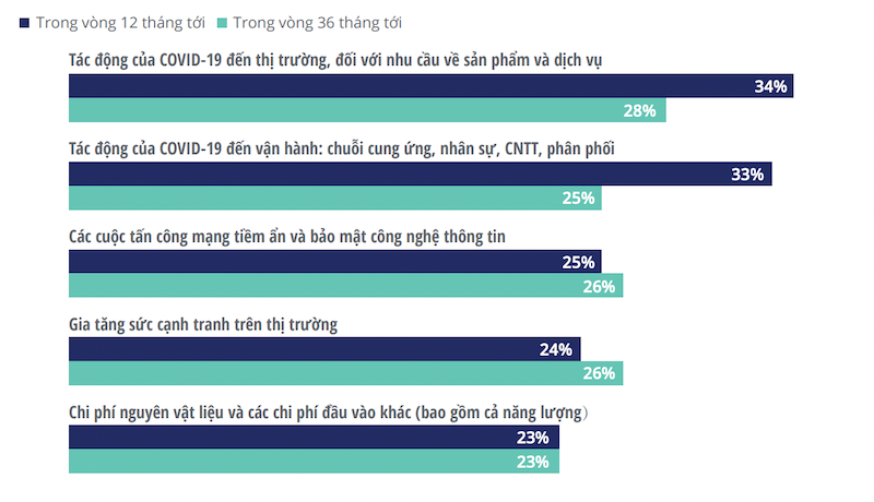 5 rủi ro hàng đầu đối với sự phát triển của doanh nghiệp trong 12-36 tháng tới