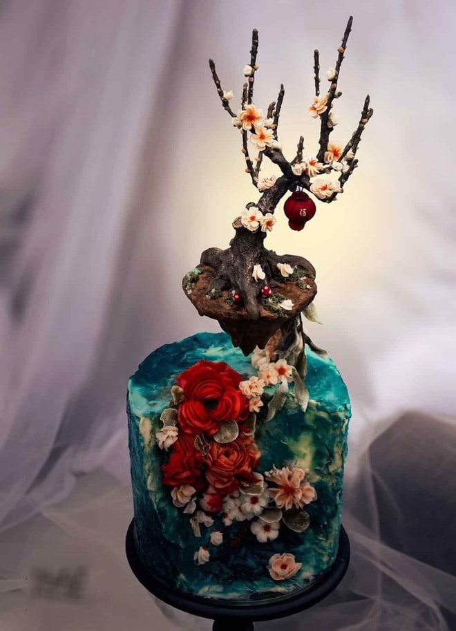 Những chi tiết sinh động, mới lạ trên bánh.