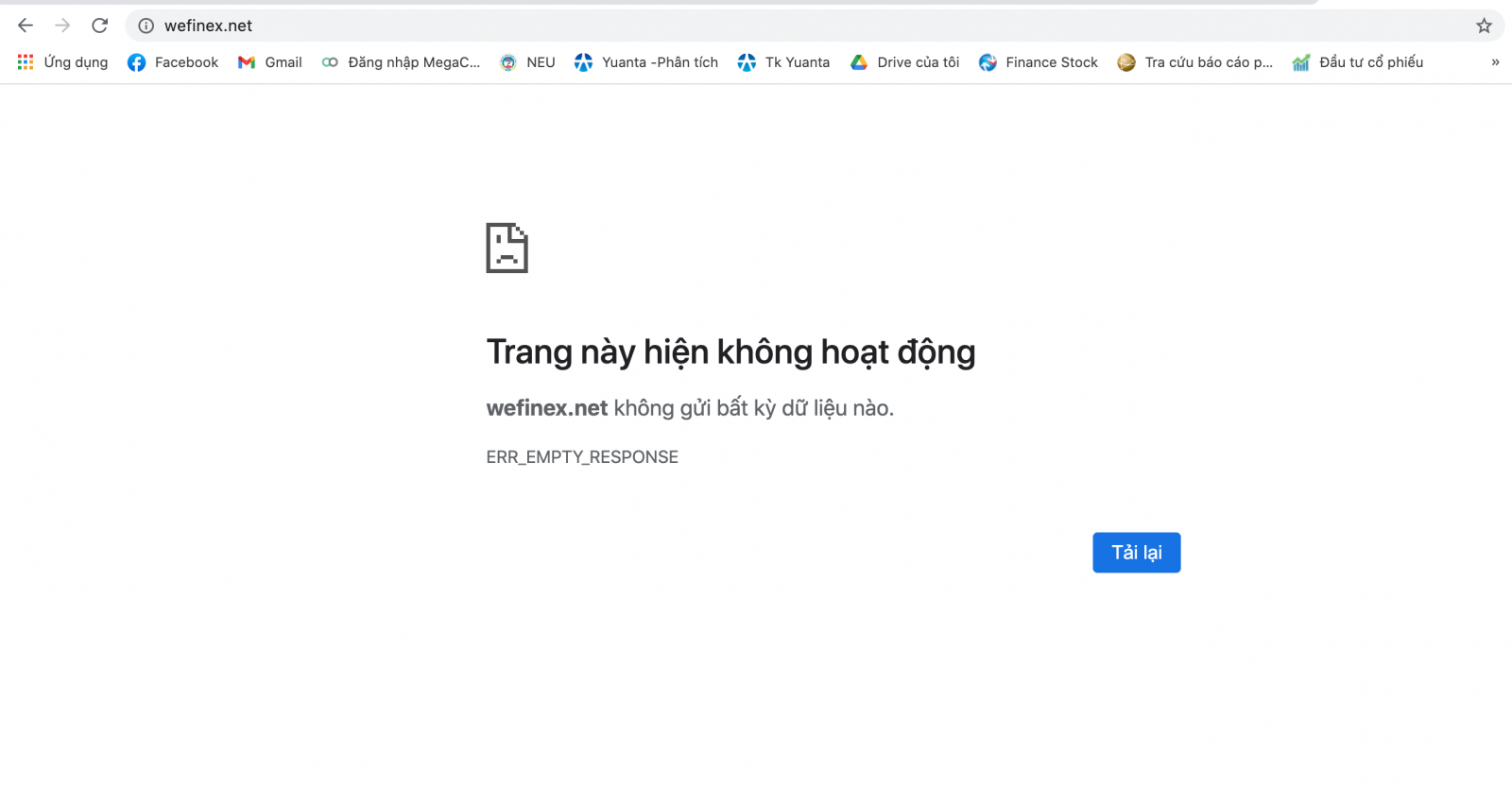 Website Wefinex của sàn giao dịch BO cùng hàng loạt website trong hệ sinh thái của sàn này đã bị chặn không thể truy cập (ảnh: Diễm Ngọc)