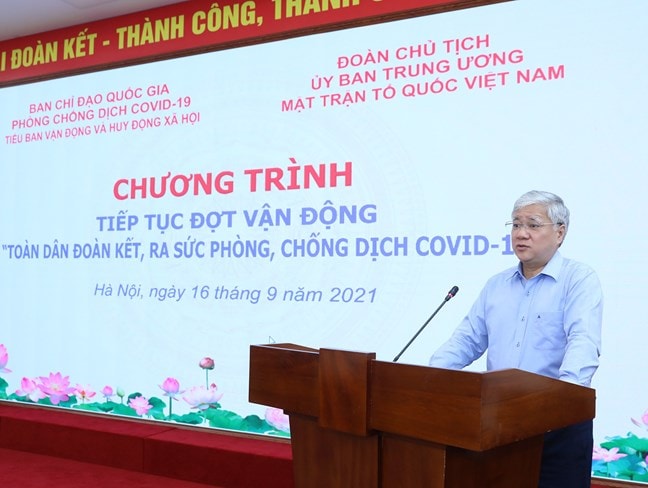 Ông Đỗ Văn Chiến, Bí thư Trung ương Đảng, Chủ tịch UBTƯ MTTQ Việt Nam, Trưởng Tiểu ban Vận động và huy động xã hội đã kêu gọi và phát động tiếp tục đợt vận động “Toàn dân đoàn kết, ra sức phòng, chống dịch Covid-19”p/