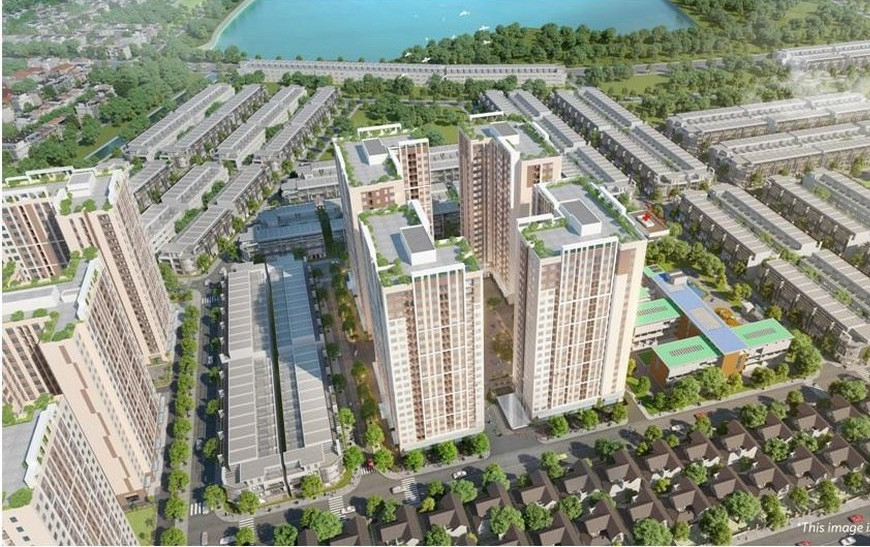 Phối cảnh dự án Chung cư nhà ở xã hội tại lô B4-1 thuộc dự án Khu đô thị Xanh Bàu Tràm Lakeside