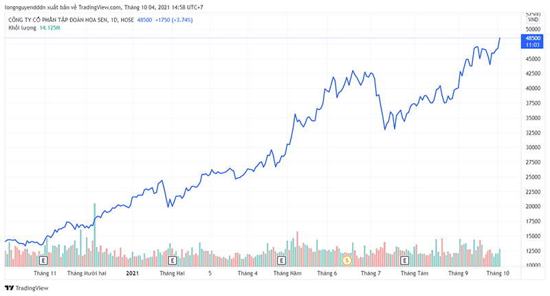 Biến động giá cổ phiếu HPG 1 năm qua (Ảnh: Tradingvn)