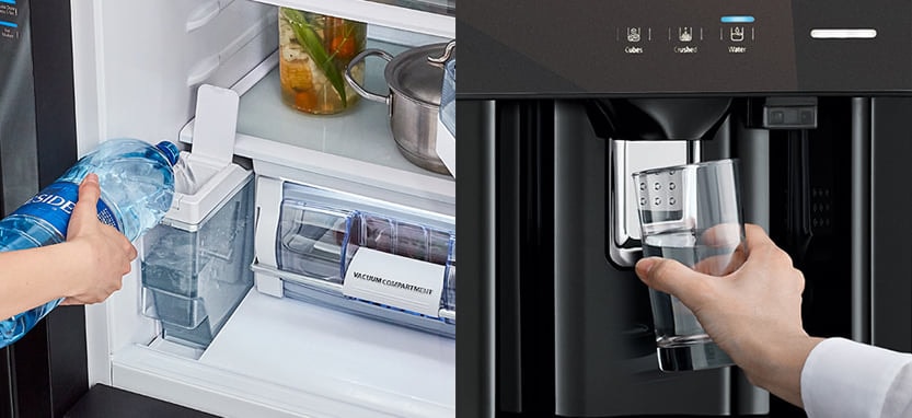 Tủ lạnh lấy nước và lấy đá bên ngoài