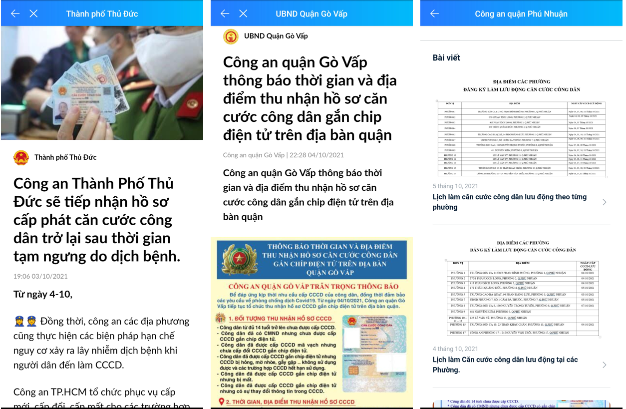 Người dân tìm và quan tâm trang Zalo của quận mình sinh sống để nhận thông tin chính thống được cập nhật hằng ngày. Ảnh chụp màn hình