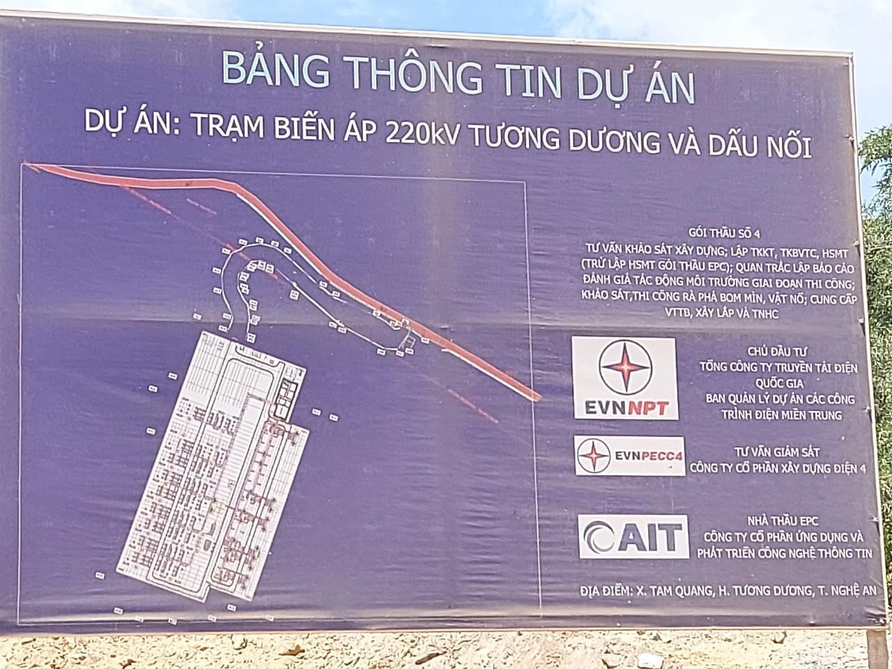 Hạng mục thi công trạm biến áp thuộc dự án đường dây 220KV nối từ Lào sang Việt Nam qua địa bàn huyện Tương Dương, Nghệ An đang được thi công