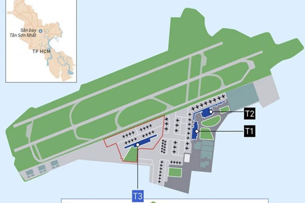 Vị trí nhà ga T3 sắp được xây dựng.