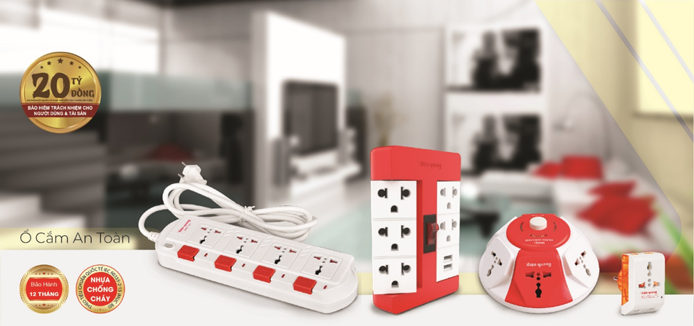 Sản phẩm Ổ cắm xoay 90 độ cùng các sản phẩm ổ cắm, phích cắm khác của Điện Quang hiện là một trong các dòng sản phẩm được nhiều người tiêu dùng tin dùng nhất, các phẩm đều sử dụng nhựa đạt yêu cầu chống cháy, chịu nhiệt và tránh va đập mạnh.