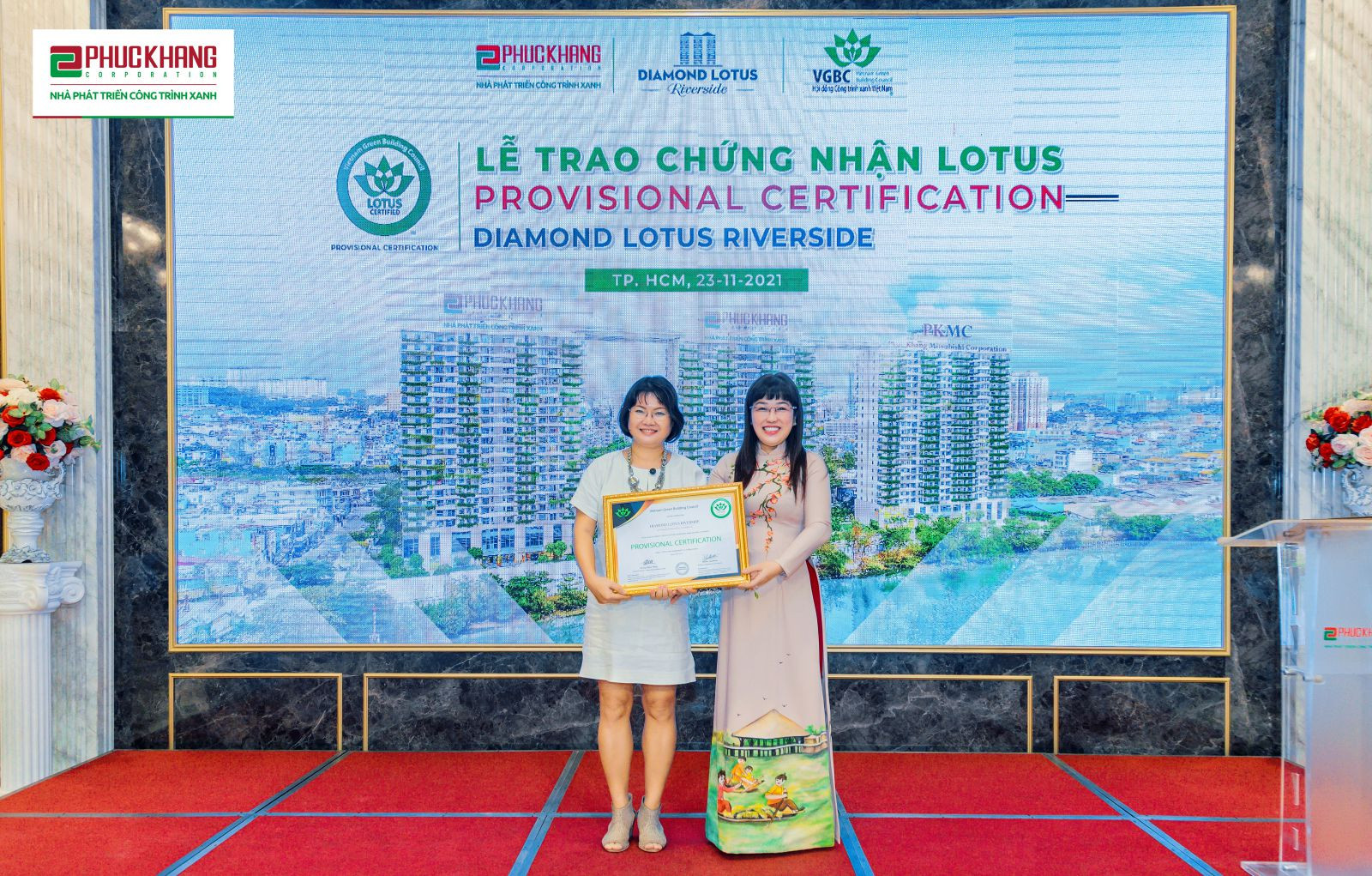 CEO Lưu Thị Thanh Mẫu bày tỏ niềm niềm xúc động và tự hào khi “đứa con tinh thần” - Diamond Lotus Riverside đạt được chứng nhận LOTUS tạm thời