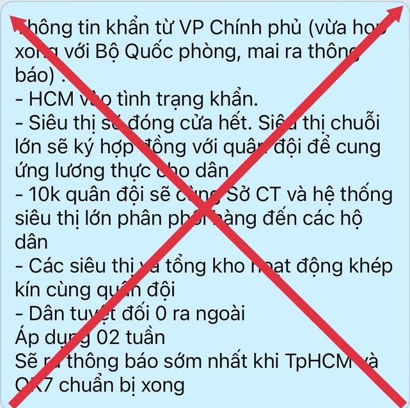 Ban chỉ đạo phòng, chống dịch COVID-19 TP.HCM khẳng định, thôn g tin 