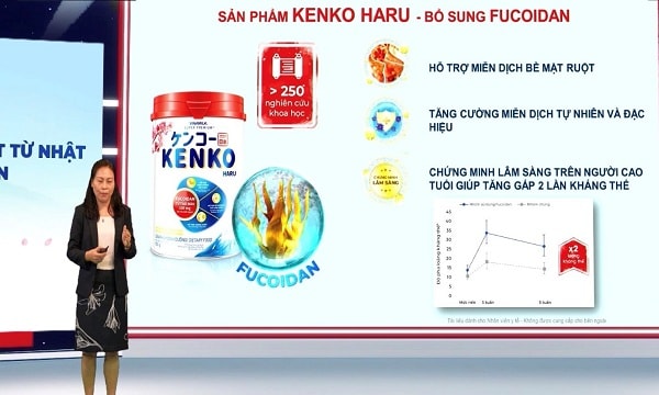 ThS. Tạ Thanh Huyền – Đại diện Vinamilk trình bày về sản phẩm mới Kenko Haru được bổ sung Fucoidan.