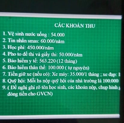 2.Các khoản thu của nhà trường gửi về cho cha mẹ phụ huynh học sinh năm học 2021-2022.