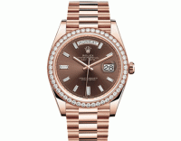 Đồng hồ Rolex Day Date Everose Gold Chocolate Diamond Dial - Diamond Benzel