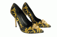 Giày Cao Gót Versace Barocco Print Palazzo In Black