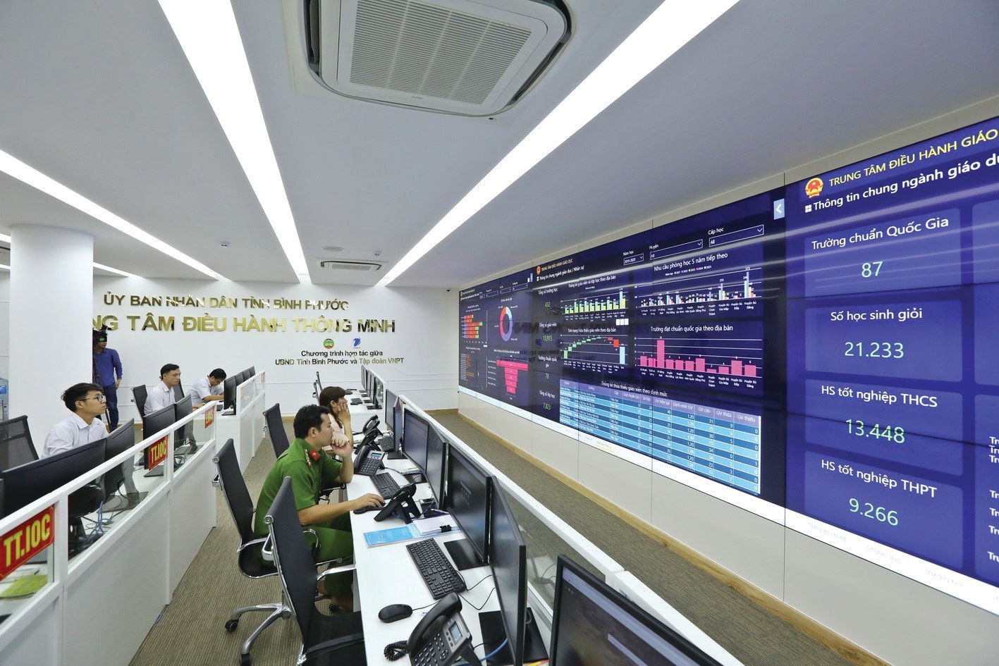 p/Trong thời đại hiện nay, kỹ thuật - công nghệ là một công cụ quản trị quan trọng, phổ biến trong quản trị quốc gia (Trung tâm Điều hành và Giám sát thông minh (IOC) tỉnh Bình Phước. Ảnh: TTXVN)