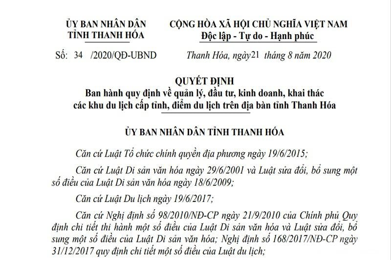 Dù đã có quy định về quản lý, đầu tư, kinh doanh, khai thác các khu du lịch cấp tỉnh, điểm du lịch trên địa bàn tỉnh Thanh Hóa, tuy nhiên, Kết luận của Thanh tra TP. Thanh Hóa lại 