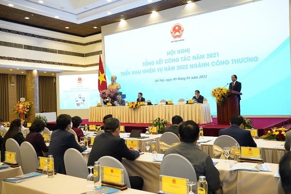 Toàn cảnh Hội nghị tổng kết công tác năm 2021 và triển khai nhiệm vụ năm 2022 của Bộ Công Thương.