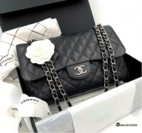 Chanel Classic Jumbo Black Caviar Double Flap SHW w/Authenticity Cert