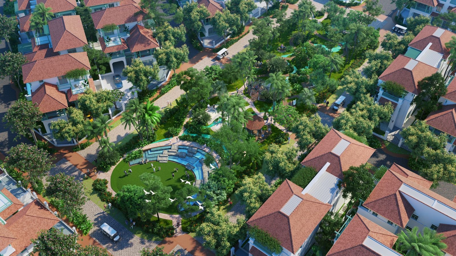 Sun Tropical Village có tổng diện tích cây nhiệt đới lên tới 19000m2. Ảnh phối cảnh minh họa: Sun Property