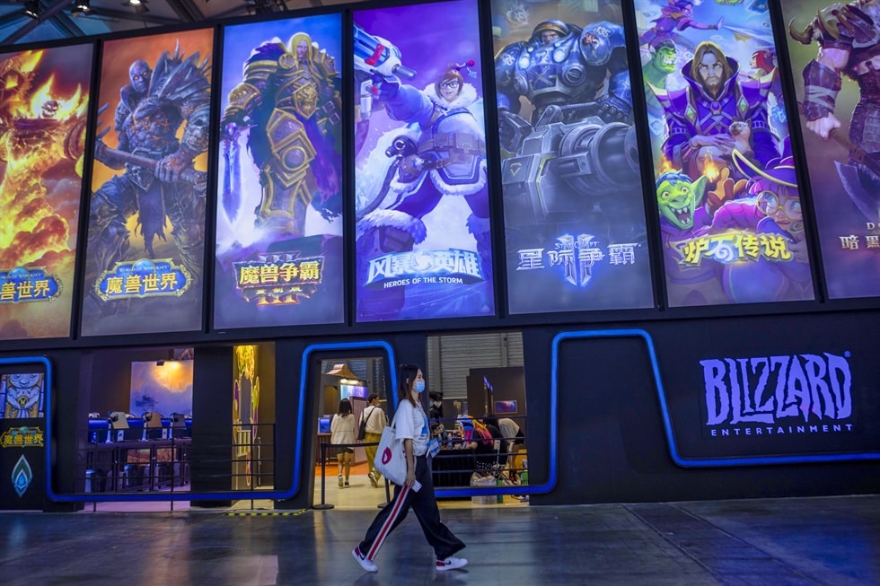 Gian hàng của Blizzard tại Triển lãm ChinaJoy ở Thượng Hải, Trung Quốc, ngày 2 tháng 8 năm 2020. Ảnh EPA