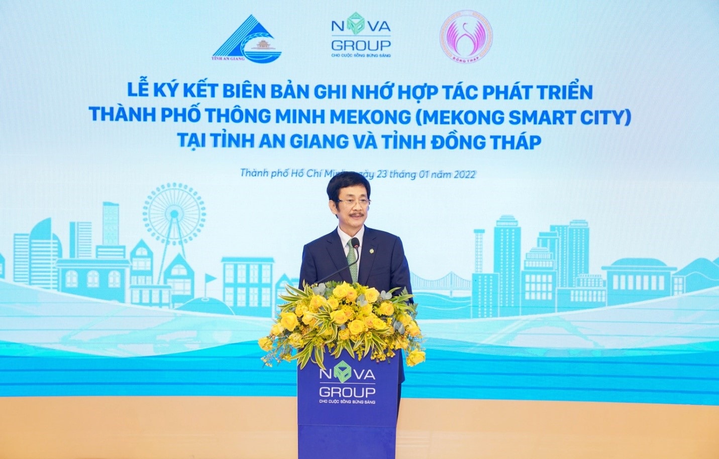 Ông Bùi Thành Nhơn – Chủ tịch HĐQT NovaGroup phát biểu tại sự kiện.