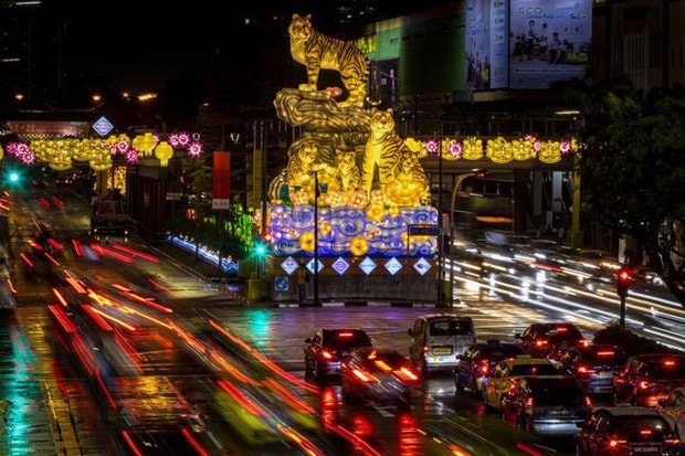 Trang trí đèn hình hổ tại Singapore