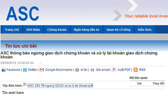 Chứng khoán ASC đã 