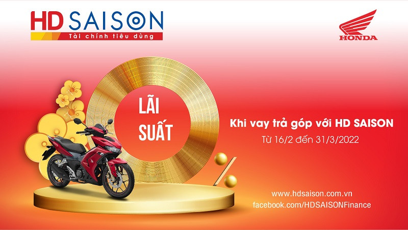 HD SAISON hỗ trợ lãi suất 0% dành cho khách hàng vay mua xe Honda Winner X