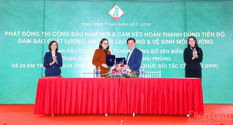 Tổng Công ty xây dựng số 1 phát động thi công dự án vào đầu năm 2022 và ký cam kết hoàn thành đúng tiến độ