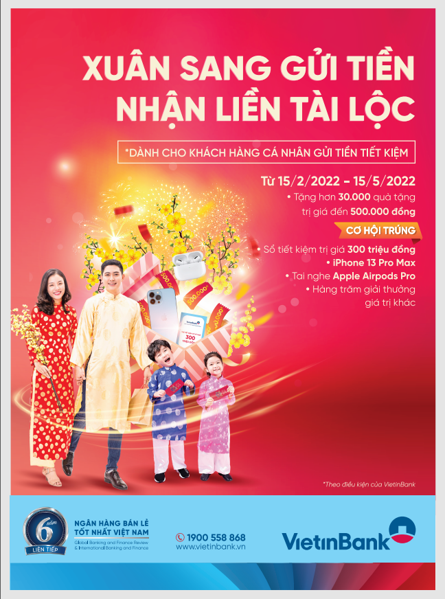 Vietinbank nhiều ưu đãi lớn với tiền gửi tiết kiệm