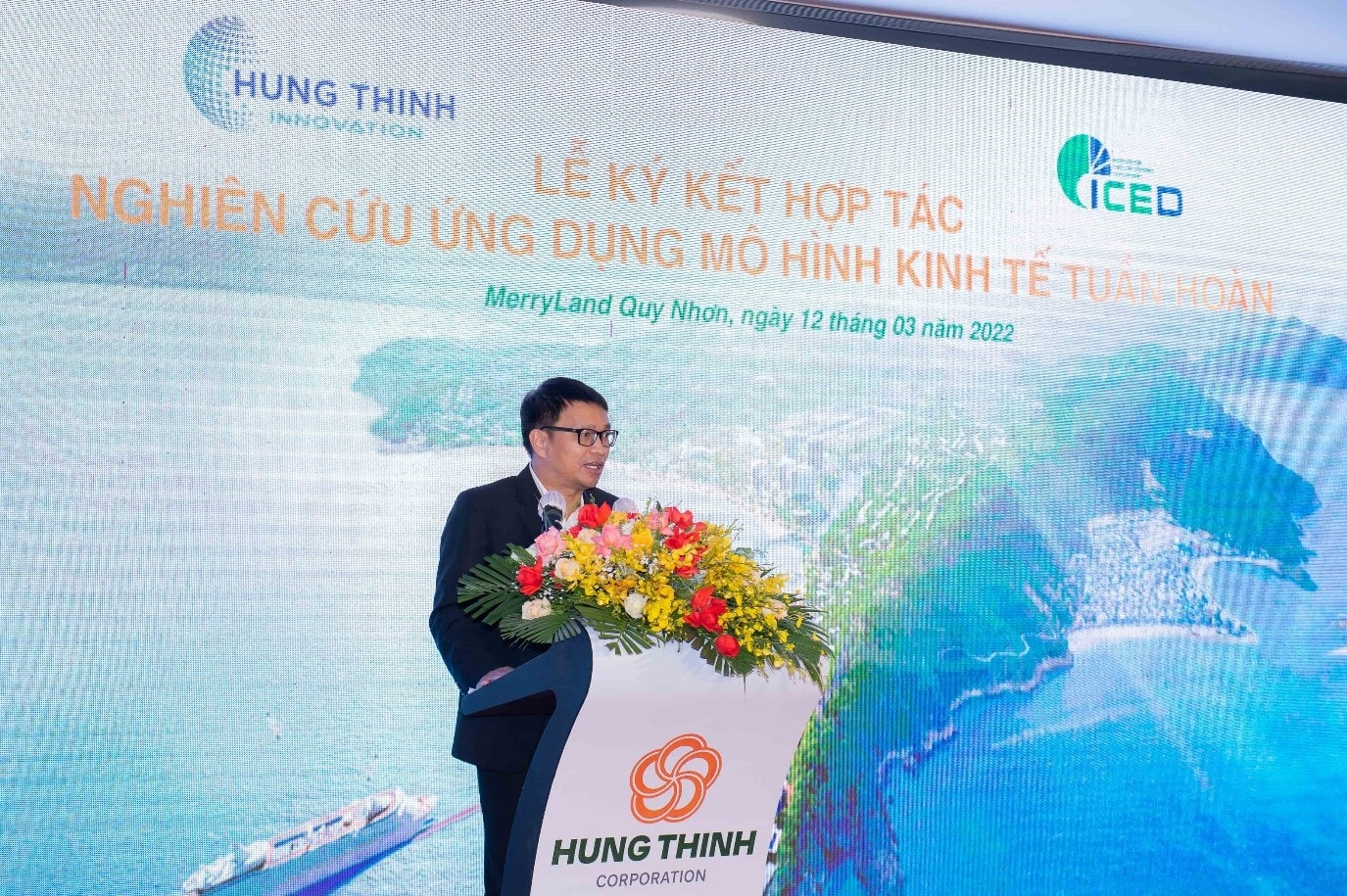 Ông Võ Văn Khang – Phó Tổng giám đốc Tập đoàn Hưng Thịnh, Chủ tịch HĐQT Hưng Thịnh Innovation kỳ vọng những giải pháp thiết thực của mô hình kinh tế tuần hoàn sẽ góp phần giúp MerryLand Quy Nhơn thực hiện sứ mệnh phát triển bền vững. Ảnh: Tập đoàn Hưng Thịnh.