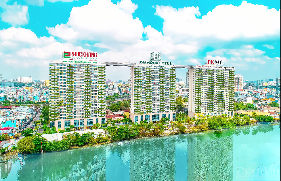 Hình ảnh thực tế của Diamond Lotus Riverside – Công trình được xây dựng theo tiêu chuẩn xanh quốc tế với chất lượng và công nghệ Nhật Bản