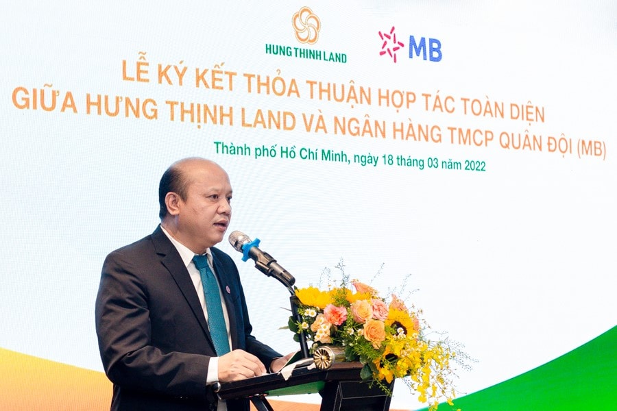 Ông Lê Trọng Khương – Phó Chủ tịch Tập đoàn Hưng Thịnh kiêm Tổng Giám đốc Hưng Thịnh Land nhấn mạnh: Thỏa thuận hợp tác với MB đem tới nhiều giải pháp tài chính linh hoạt cho khách hàng của MerryLand Quy Nhơn.